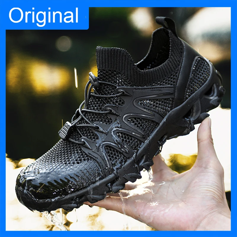 

Мужские летние быстросохнущие кроссовки для водных видов спорта с сетчатым верхом, удобные, с эластичным шнурком, мягкие, для активного отдыха на природе