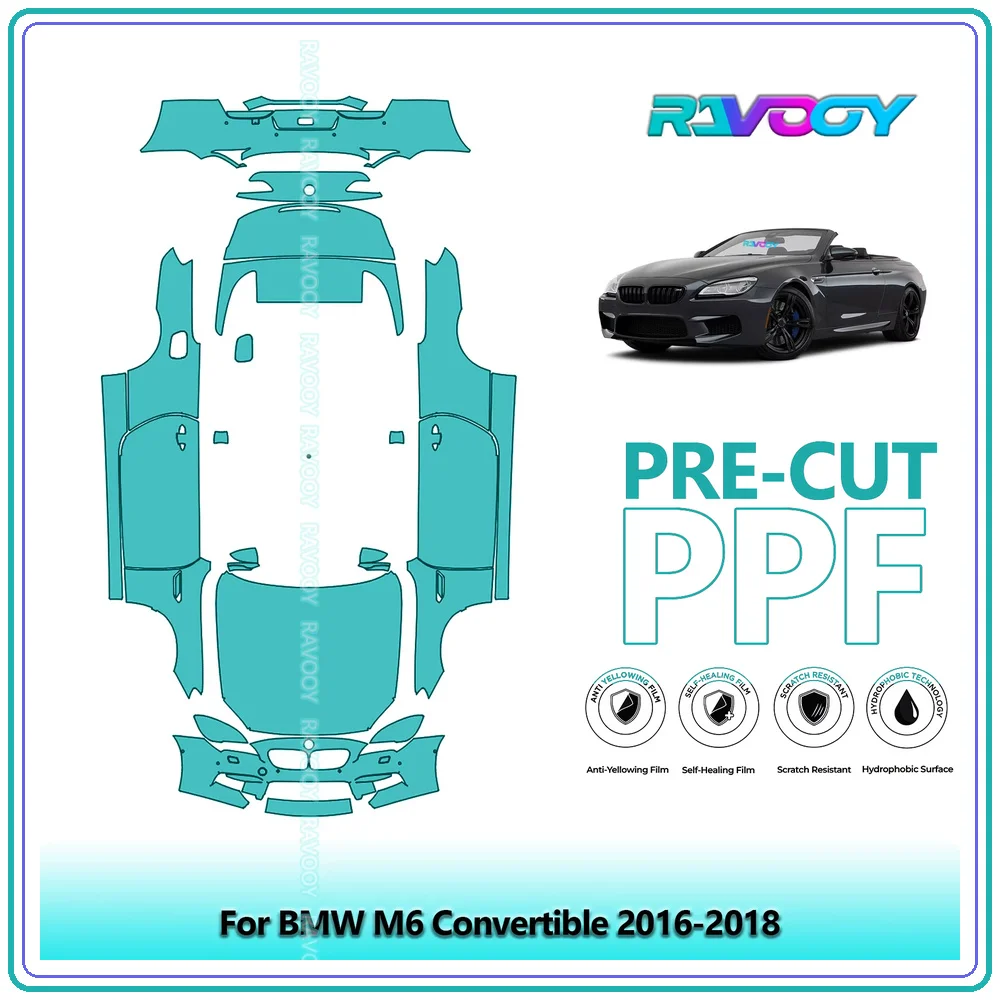 RAVOOY Custom-Fit Precut TPU PPF Full Vehicle Clear Bra Stone Guard EU UK For BMW M6 Convertible 2016-2018