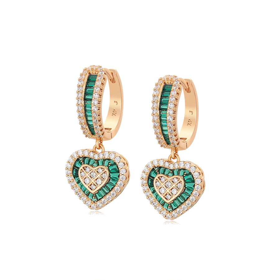 Xuping Jewelry Fashion Romantic Heart Style Goldfarbene Huggies-Ohrringe für Frauen, Freundin, Party, Geschenk, X001002627 – Detail 10