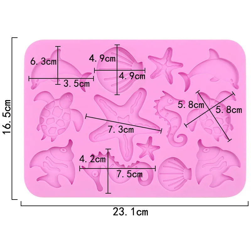 Marine Theme Cookies Silicone Mold For Chocolate Candy Seashell Starfish Seahorse Sea Turtle Shaped Wax Melt Craft Cake Decor