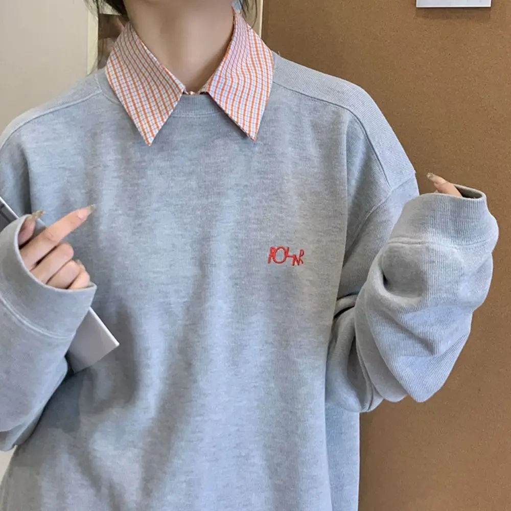 

Рубашка в клетку в полоску с искусственным воротником, удобная декоративная блузка, накладной галстук, легко носить, женский съемный воротник