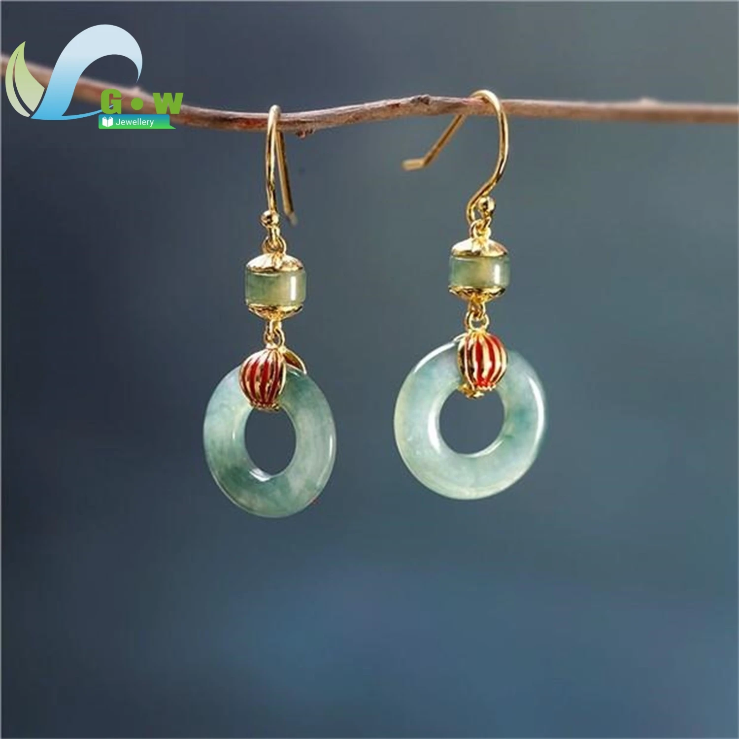 

Antique Folk Chinese Style Genuine Khotan Jade S925 Sterling Silver Ice Jadeite Dropping Earrings Handcrafted Elegant Women Gift