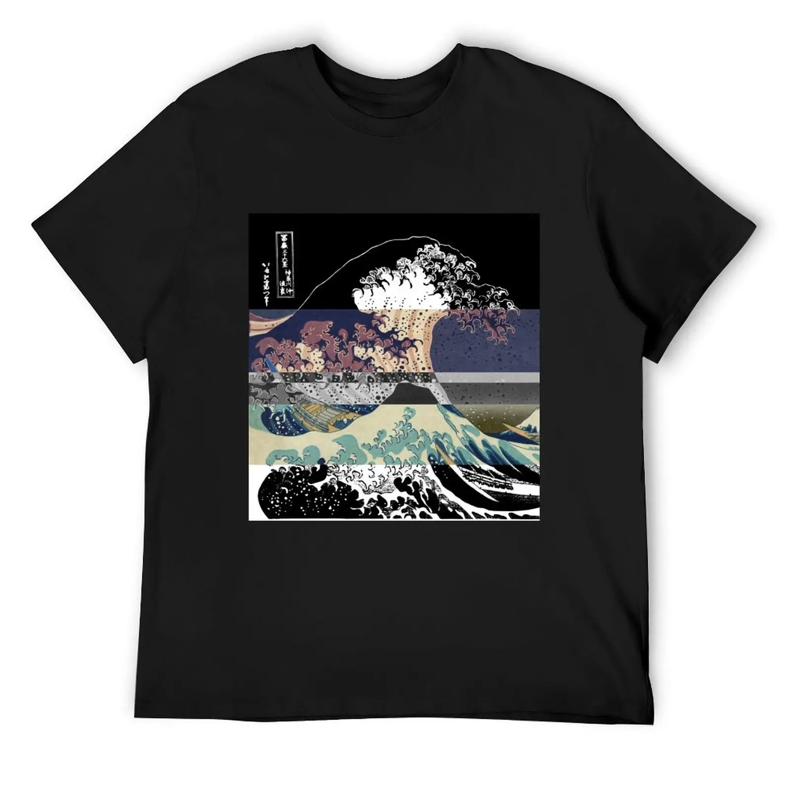 the great wave color glitch T-Shirt plus size clothes new edition luxury clothes men