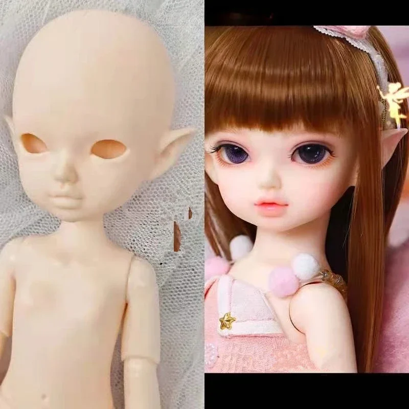 23cm Doll/ Only Head 1/7 Bjd Human/ Elf Doll Toy Girls Diy Dress Up Toy Accessories