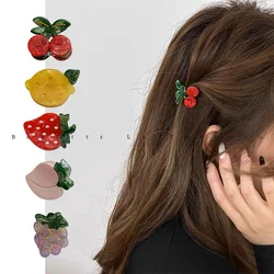 3pcs/set Cute Acetate Fruit Hair Clips For Girls seashell hair claw kids Lemon flower hairclip small hairpin Women Accessories