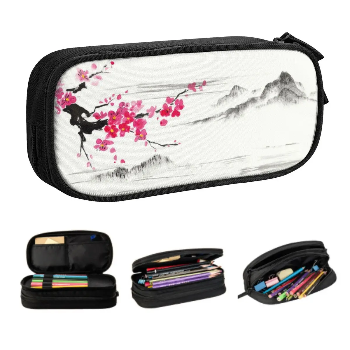 Custom Kawaii Sakura Tree Cherry Blossom Pencil Cases for Girls Boys Japanese Flower Large Capacity Pen Bag Box School Supplies