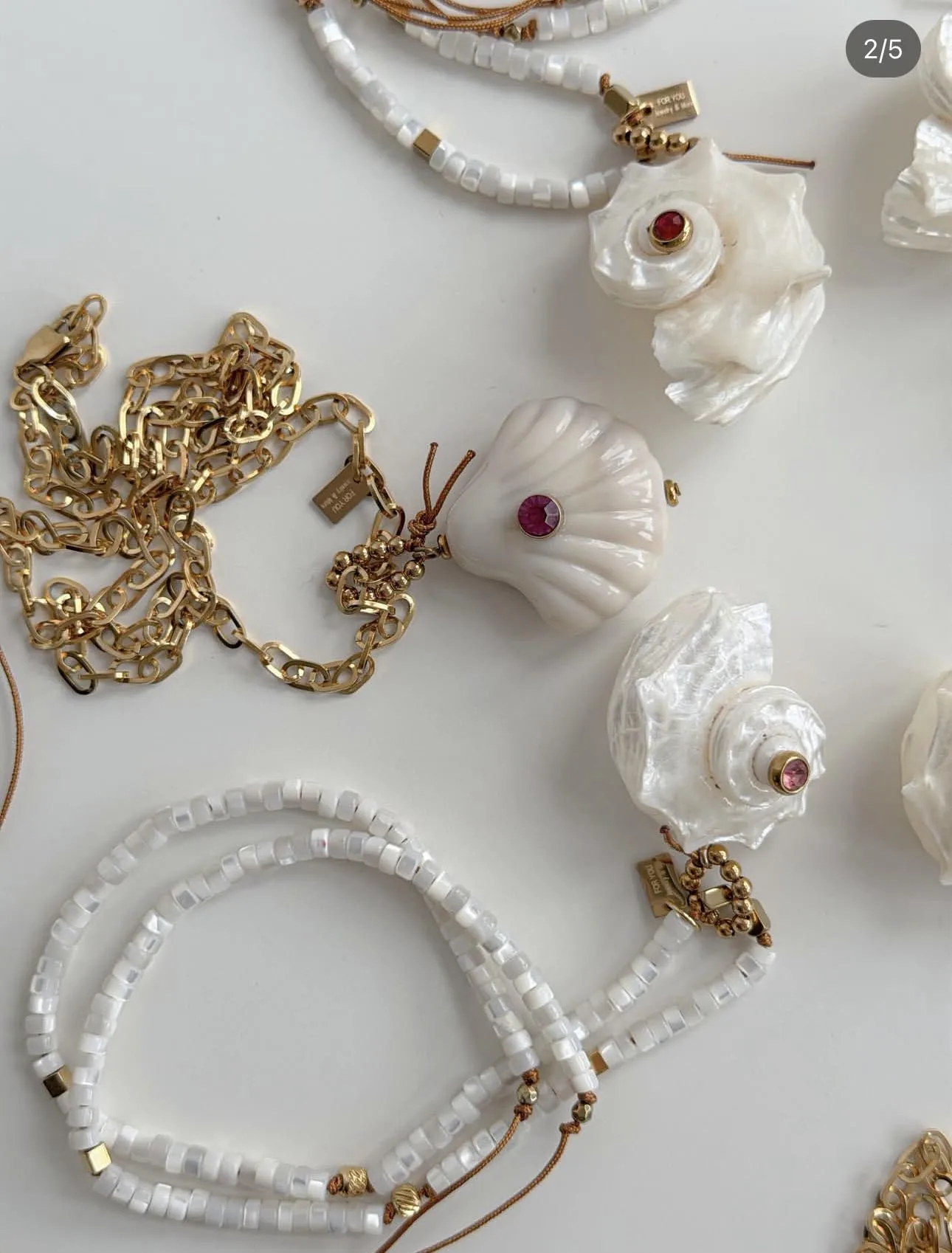Handmade Stainless Steel Necklace with Natural Shell Beads