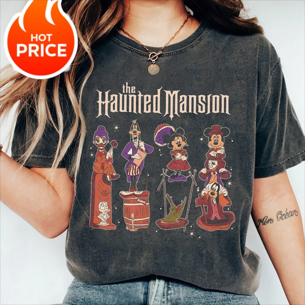قميص Potdemiel The Haunted Mansion Foolish Mortals قميص ميكي والأصدقاء غرفة التمدد تي شيرت الهالوين ديزني موسم مخيف