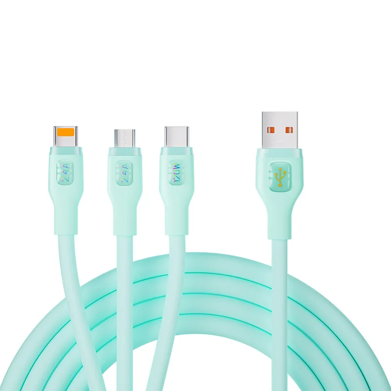 100W fast charging liquid silicone one to three data cable suitable for type-C Android fast charging wholesale spot