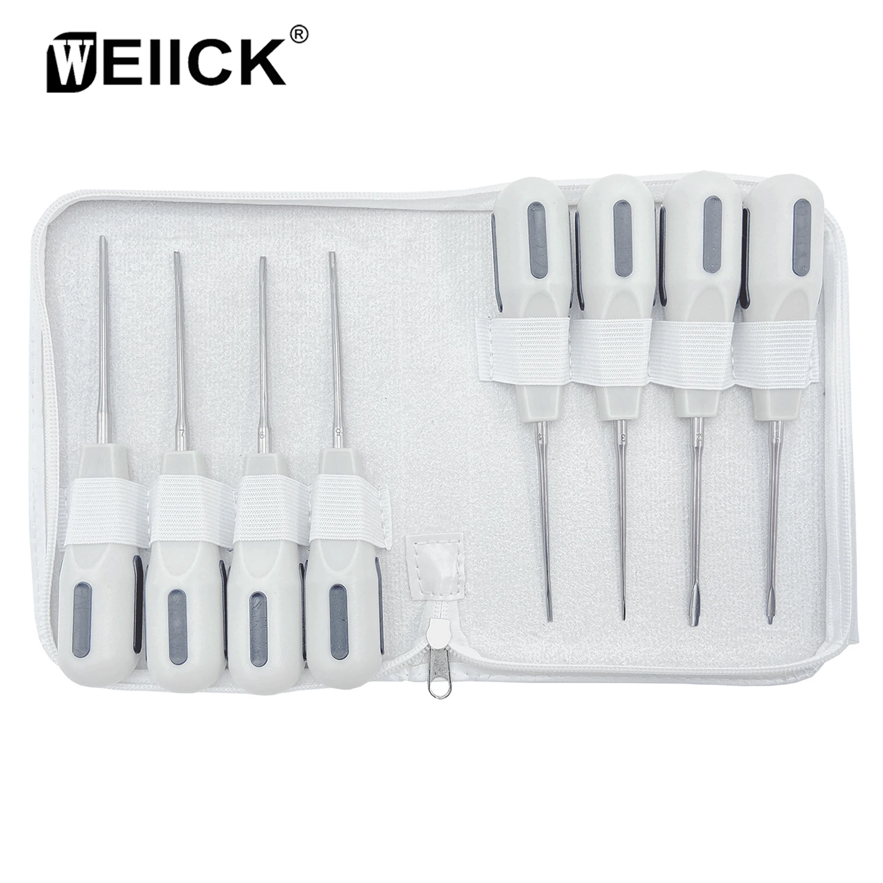 8pcs/Set WellCK Stainless Steel Dental Luxating Lift Curved Root Elevator Dentistry Surgical Screwdriver