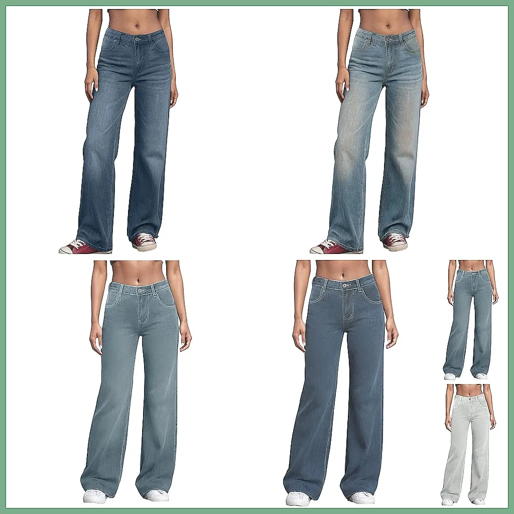 

Винтажные женские джинсы свободного кроя, широкие брюки из эластичного денима с высокой талией без пояса