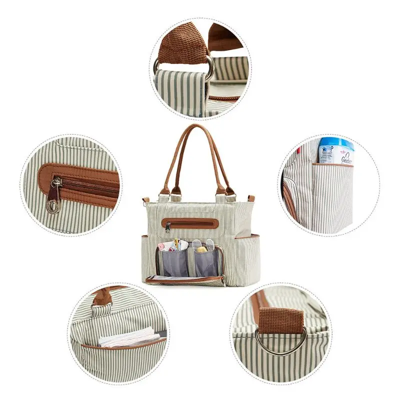 7 unids/set bolso para pañales de maternidad para mamá, bolso de hombro para bebé, bolso de viaje con cambiador, bolsillo para