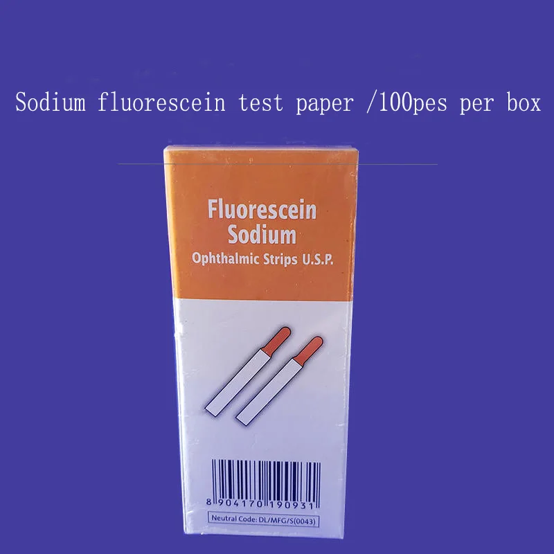 Papel de prueba de fluoresceína de sodio indio, papel de filtro de prueba de desgarro, tira fluorescente, herramienta de examen ocular, paquete individual