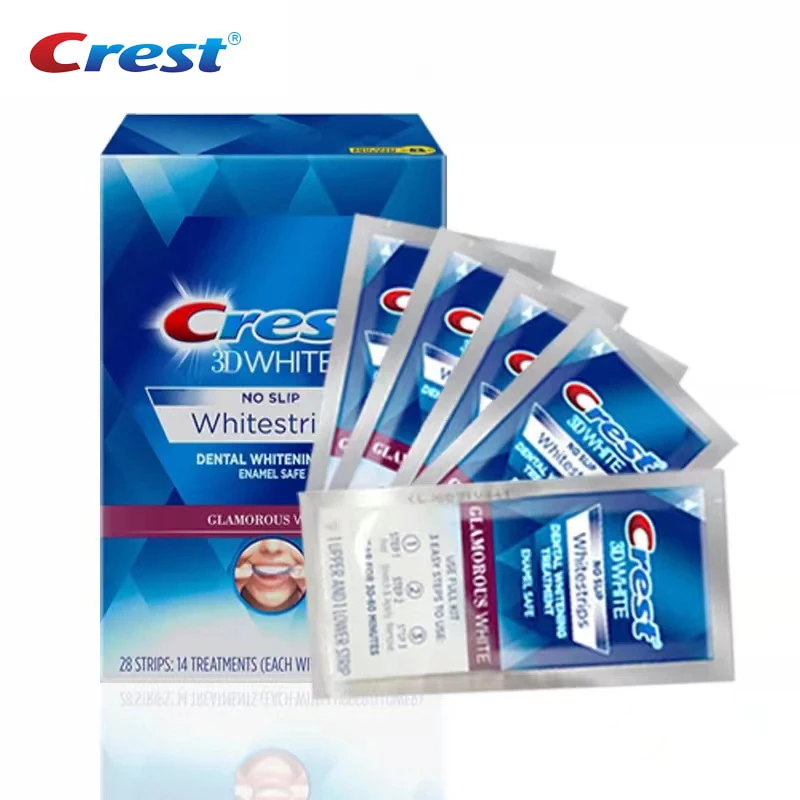 Crest 3D Whitestrips Гламурный белый профессиональный эффект Набор для отбеливания зубов Нескользящая эмаль Безопасная 3d белая полоска для отбеливания зубов