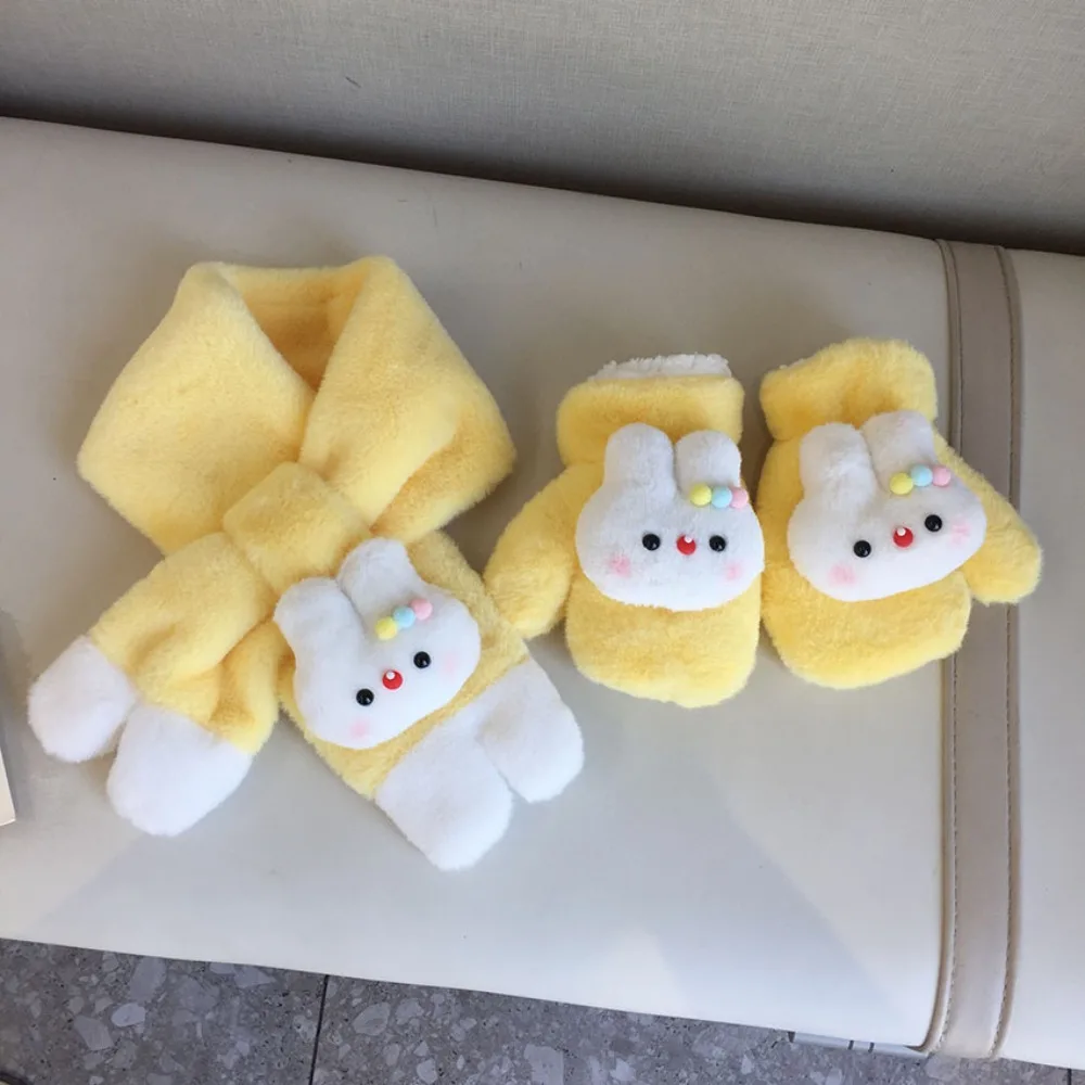 

Cute Rabbit Scarf Glove Sets Soft Winter Warm Neck Scarf Warmth Thickening Scarf Children Wear
