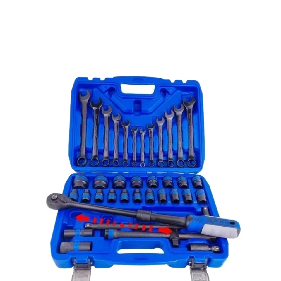 38-Piece Pneumatic Multi-Function Ratchet Wrench Hexagon Socket Set Car Fast Full Base with 1-Year Warranty