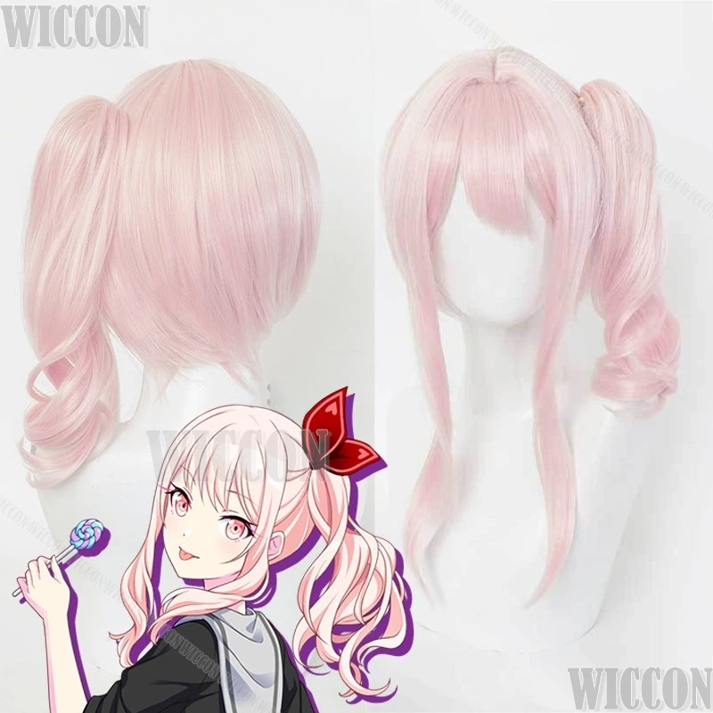 Mizuki Akiyama Pink Wig Game Project Sekai Colorful Stage! Cosplay Prop One-sided Slanted Ponytail Hair Women Girls Cos Comic