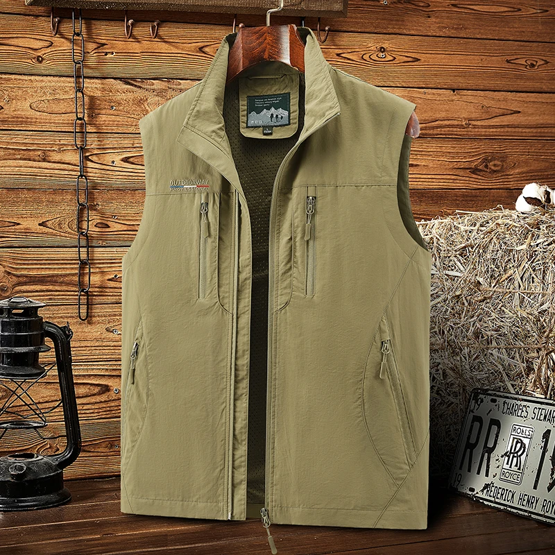 Outdoor Work Vest Men's 2024 Autumn Classic Casual Mesh Breathable Sleeveless Jacket Camping Wear-resistant Men's Fishing Vest