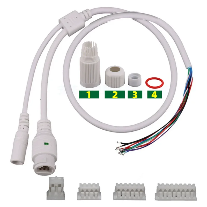 Cable de cámara IP impermeable para POE 45/78, Cable de red RJ45 + DC, Cable Pigtail para cámara de seguridad