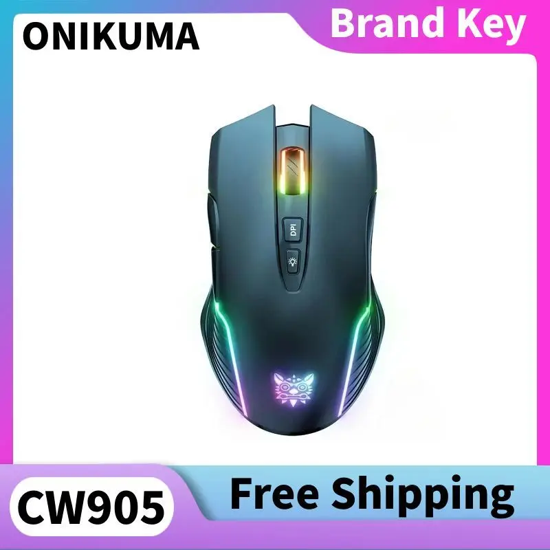 

Onikuma Cw905 Беспроводная игровая мышь, милый ноутбук, настольный домашний офис, 6400 точек на дюйм, проводная мышь с точным позиционированием и крутым освещением