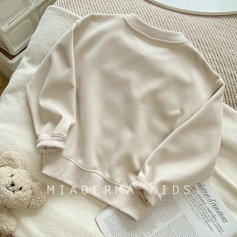 Children\'s Solid Color Hoodies New Casual Pullover Sweatshirts Boys Girls Spring Autumn Tracksuit Toddler O-Neck Clothing 2-8Y