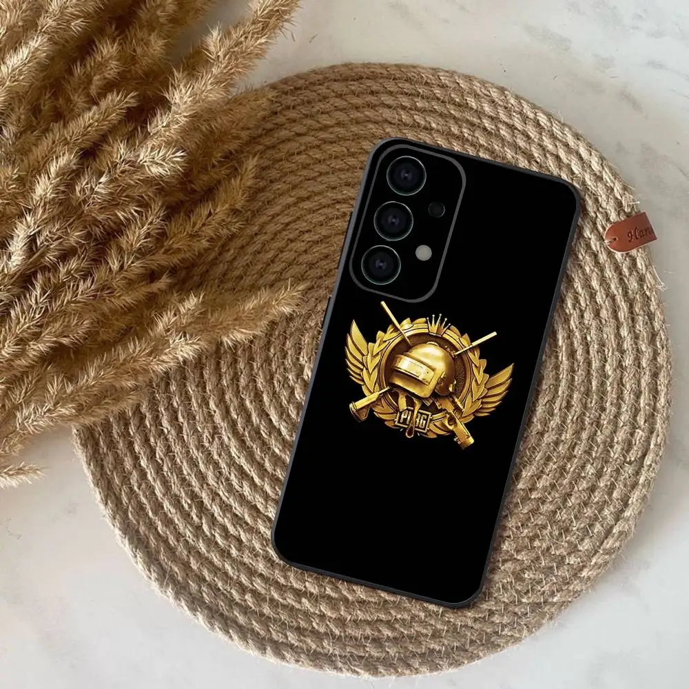 حافظة هاتف P-PUBG Game Battegrounds لهاتف سامسونج S25، S24، S21، S22، S23، S30، Ultra، S20، Plus، Fe، Lite، Note، 10,9,5G غطاء أسود