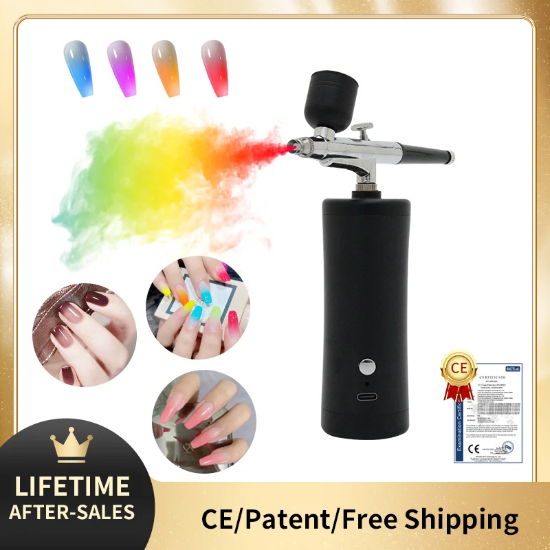 

Rechargeable Airbrush Compressor Kit Nail Art Tattoo Cake Makeup Water Oxygen Deep Hydrating Oxygen Injector Air Brush Kit Nails