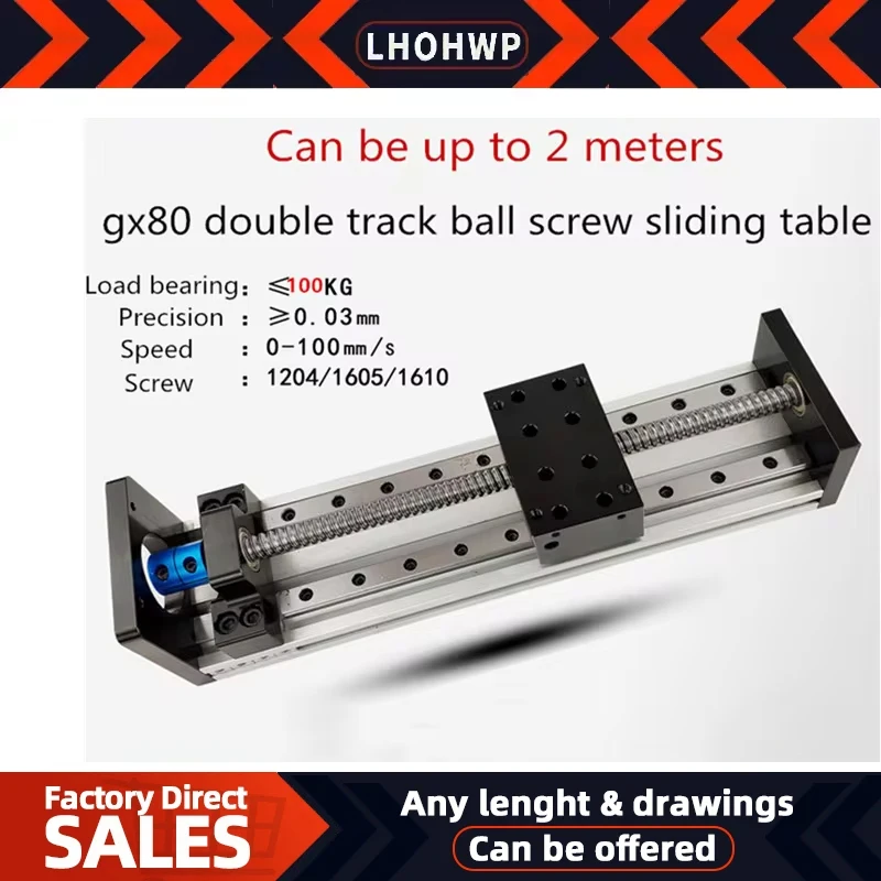 1pc Gx80 Ball Screw linear Slide Module Double Track Rail Wlectric Stepping Motor Slide Table And Can Be Up To 2 Meters