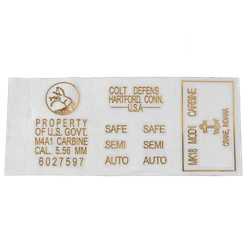 Metal Waterproof Outdoor Water Gun Inscriptions M4 AKA Gold Inscriptions DIY Stickers