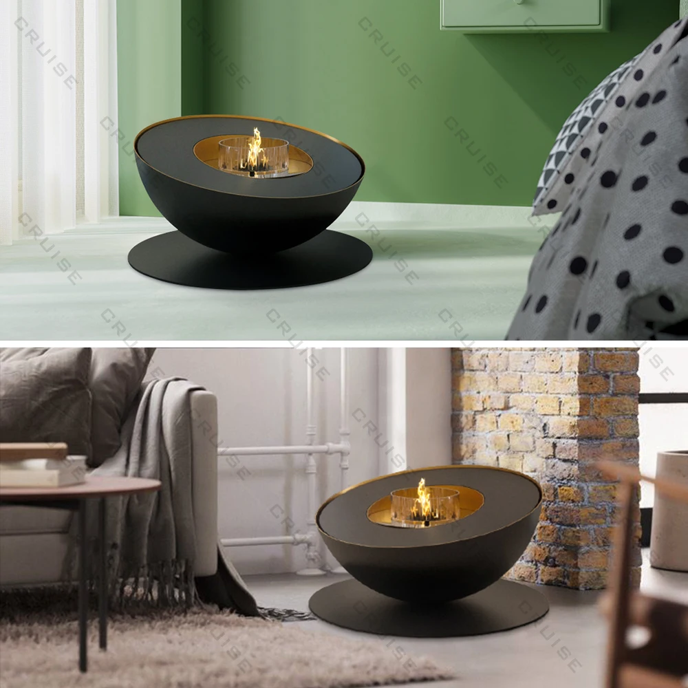 CRUISE Modern Freestanding Round Outdoor High Temperature Resistant 80/100/120cm Natural Gas/Alcohol Furnace Core Firepit Table