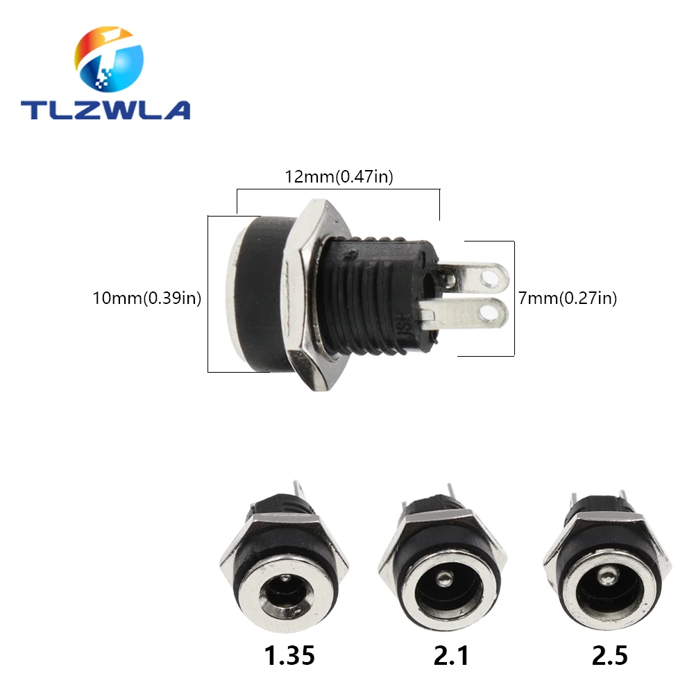 10PCS DC-022B 3A 12v for DC Power Supply Jack Socket Female Panel Mount Connector 5.5 mm x 2.1mm 5.5 mm x 2.5mm DC022B Connector