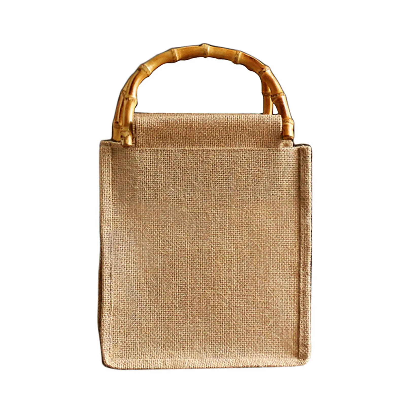 

Vintage Bamboo Jute Bags Waterproof Burlap Tote Bag Casual Large Capacity Beige Handbag Portable Beach Travel Organizer Bags