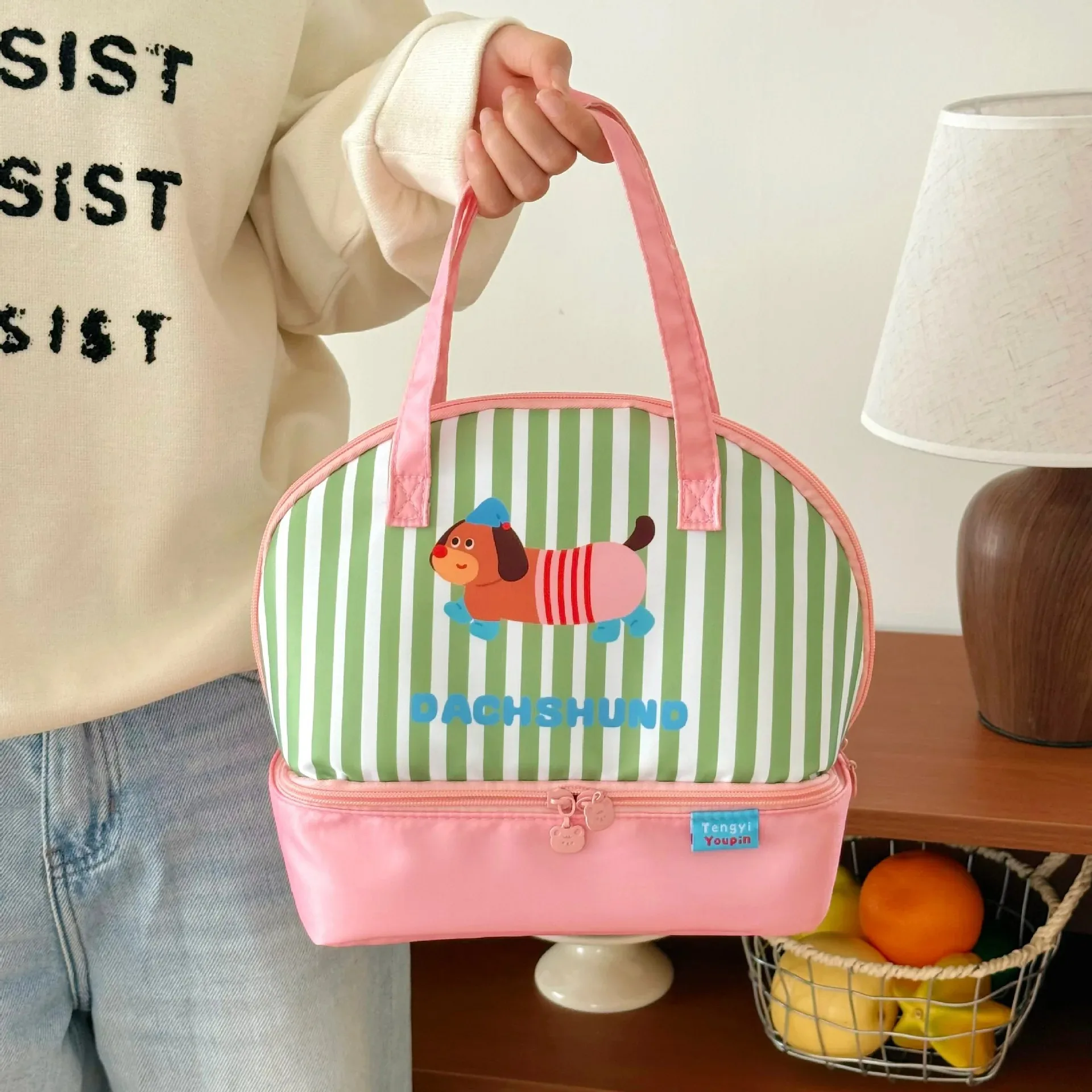 Cute Cartoon Portable Bento Bag Insulated Bag Aluminum Foil Fresh-Keeping Lunch Box Bag image 5