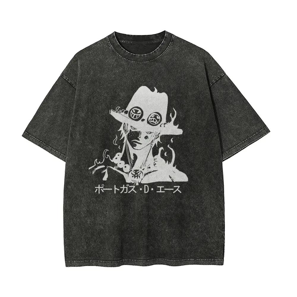

One Piece Animation Derivatives Men's Oversized Graphic Tee Streetwear Summer Casual Cotton Breathable Relaxed Trendy Loungewear