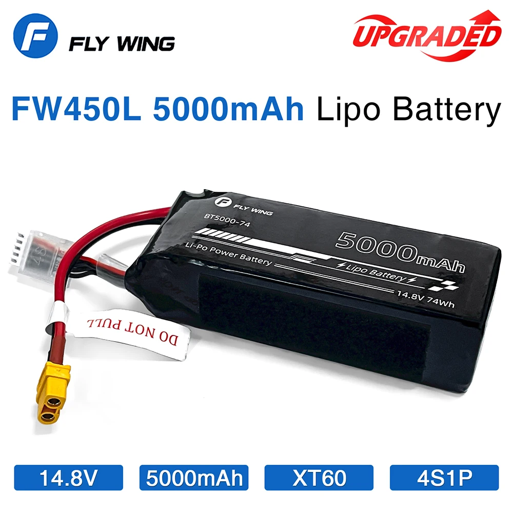 Fly Wing FW450L 5000mAh 4S Lipo Bateria ACE Tattu 14.8V 35C Atualização Bateria com XT60 Plug Para Helicópteros RC 25min Tempo de Voo