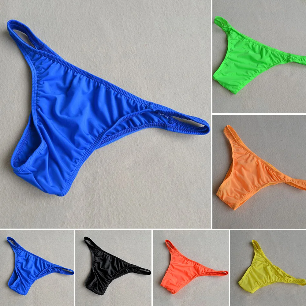 Sexy Men\'s Panties Semi Transparent Ice Silk Thongs G-string Shorts Pouch Lingerie Underpants Underwear Pump Man Thong