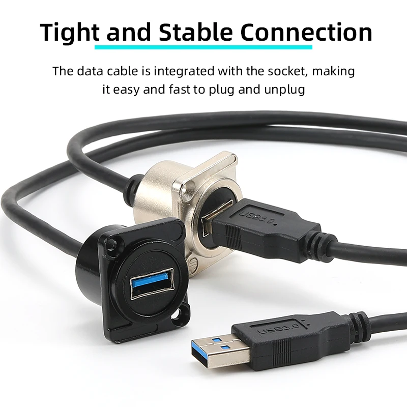 0.5-2m Metalowy przedłużacz danych USB 3.0 Złącze USB typu A Adapter do montażu podtynkowego Przewody do telefonu Samochód ciężarowy Moto Industry — zdjęcie produktu 3