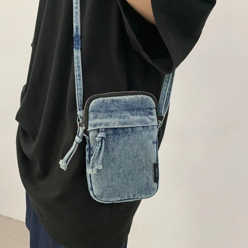 Zipper Sewing Thread Women\'s Shoulder Bag 2024 New Women\'s Crossbody Bag Mobile Phone Bag Hot Selling Design Mini Denim