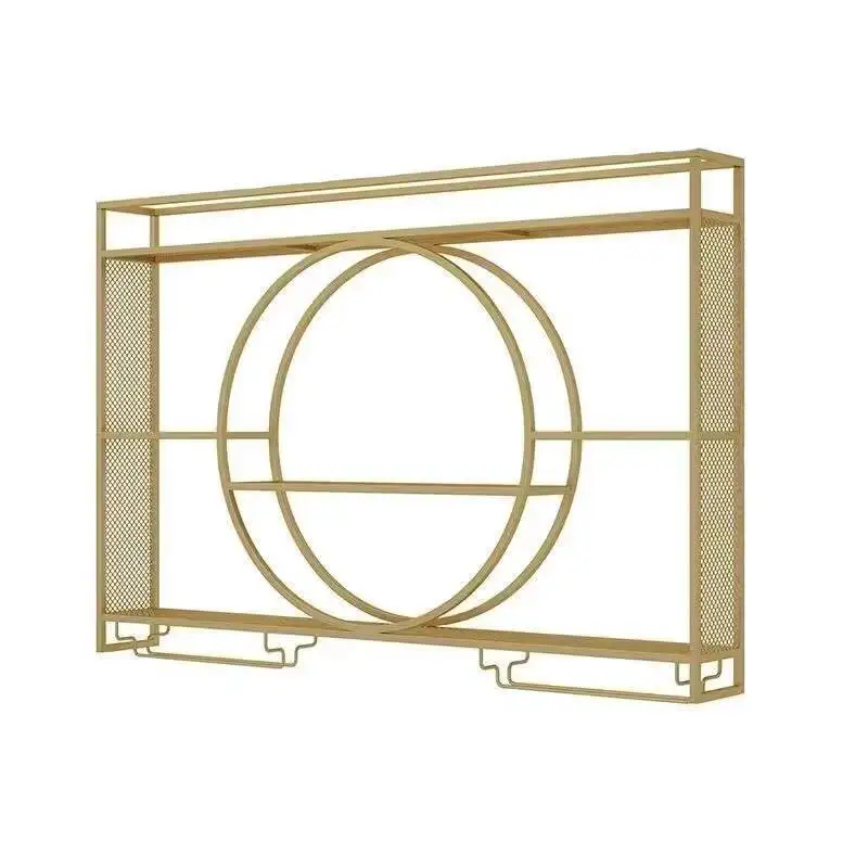 Rak Penyimpanan Lemari Pajangan Anggur Minuman Keras Lemari Anggur Dinding Rak Alkohol Logam Tinggi Mueble Para Vinos Perabot Bar