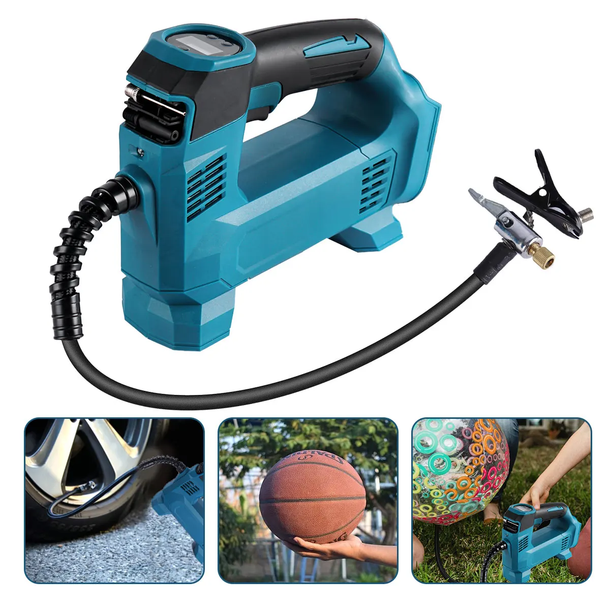 18V Air Inflator Portable Car Air Compressor Pump Handled Digital Rechargable Air Compressor Bare Tool for Makita 18V Battery