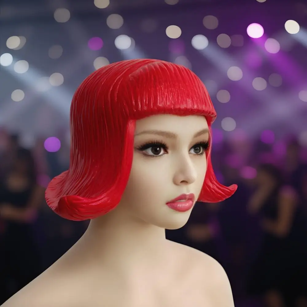 Short Bob Pretty CD Wig Realistic Dressing Up Latex Mask Comfortable To Wear Reusable Rubber Colorful Hair Hats Cosplay Costumes