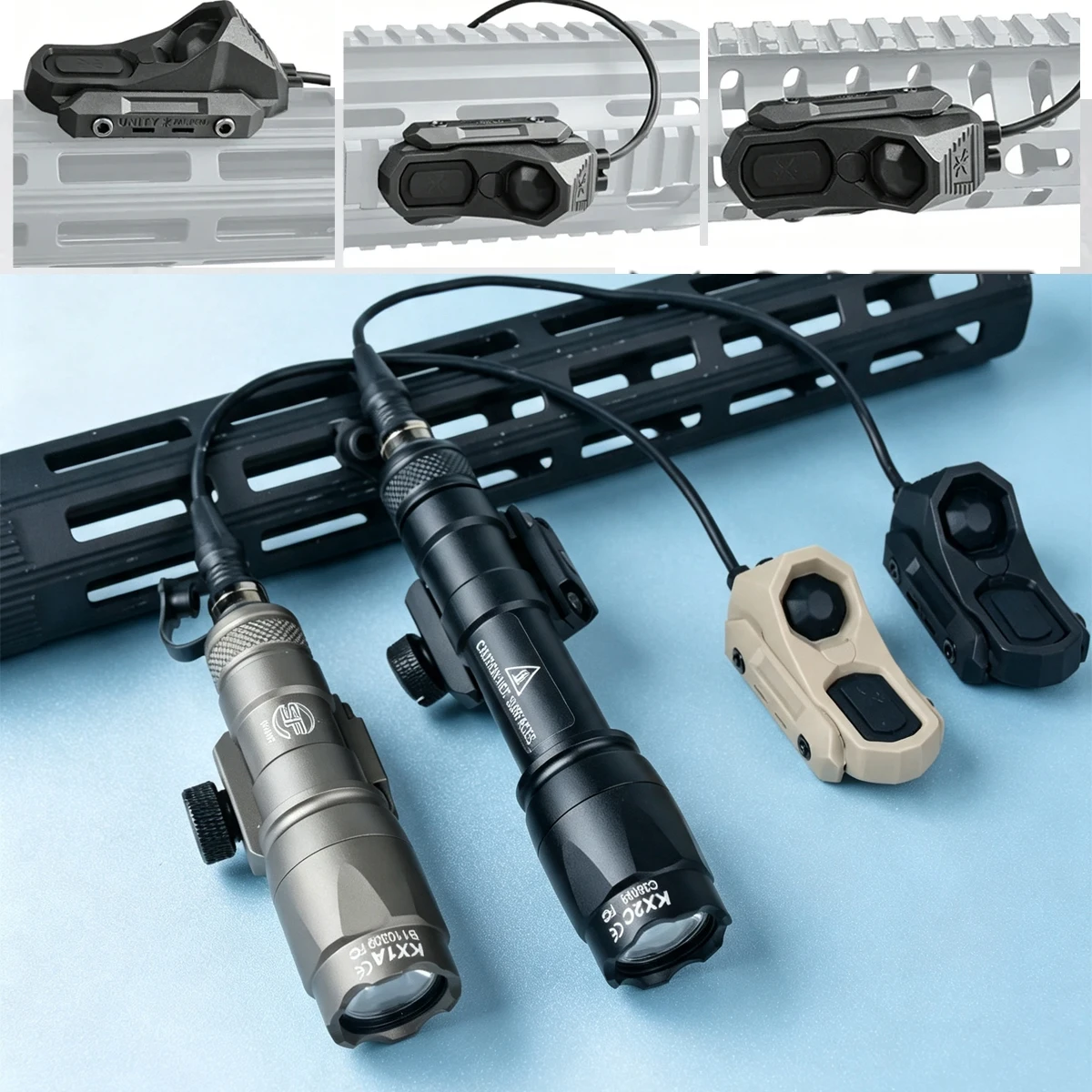 Tactical Surefire M300 M600 Flashlight with Dual Function Remote Pressure Switch Fit 20mm Rail MLOK Keymod Hunting Airsoft Light