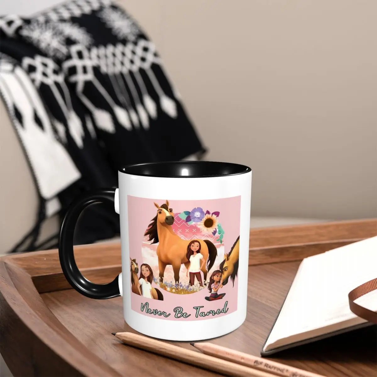 Never Be Tamed Spirit Riding Free Mug Funny Ceramic Coffee Cups Tea Mugs Milk Cup Drinkware Gifts for Friends