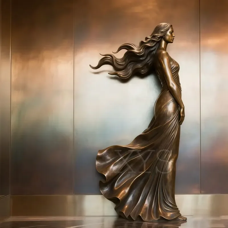 Custom Modern Life-Sized Bronze Nude Female Dress Statue with Enamelling Handmade 3D Sculpture for Art Collectibles