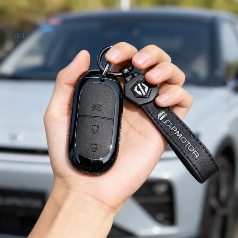 Car Key Case Bag For Leapmotor C10 T03 C11 C01 2024 2025 Keychain Protective Cover Smart Remote Key Protection Shell