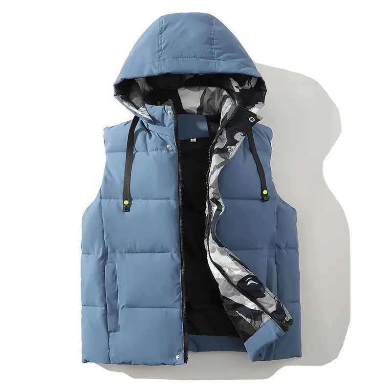 

2025 мужские жилеты с капюшоном, осень-зима, мужская куртка без рукавов, мужская модная теплая жилетка с хлопковой подкладкой, мужской рабочий жилет, жилет
