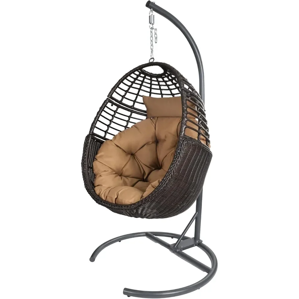 

Hanging Egg Chair Hammock Chair with Stand Wicker Rattan Chairs for Indoor Outdoor Patio Bedroom Swing Chair with Steel Frame