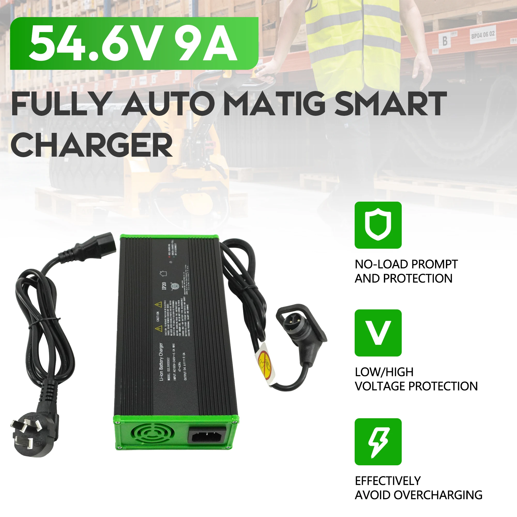 Lithium Battery Charger 56.4V 9A for NOBLELIFT Electric Pallet Truck PTE20N