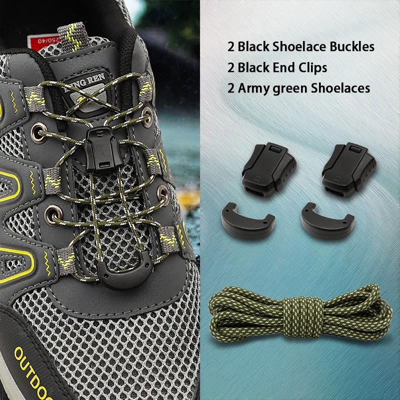 Elastic Lock Laces with Buckle for Running Hiking & Adjustable No-Tie Shoelaces Casual Shoes Unisex Adult Kids Shoe Accesories