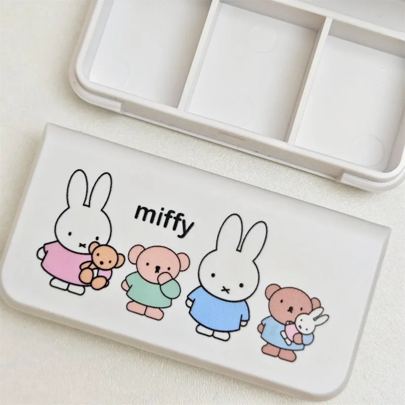 

Miffy Mini Portable Pill Organizer 3‑Grid Compartment Medicine Storage Box Lightweight Travel First‑Aid Case for Daily Use